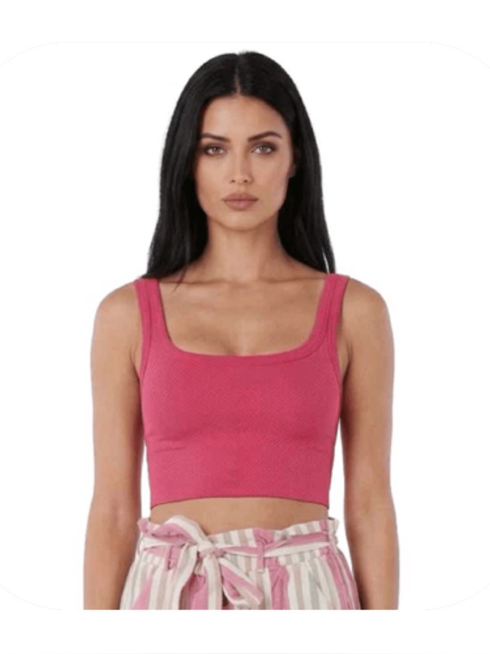 Rock N Rags OS pink ribbed cropped tank